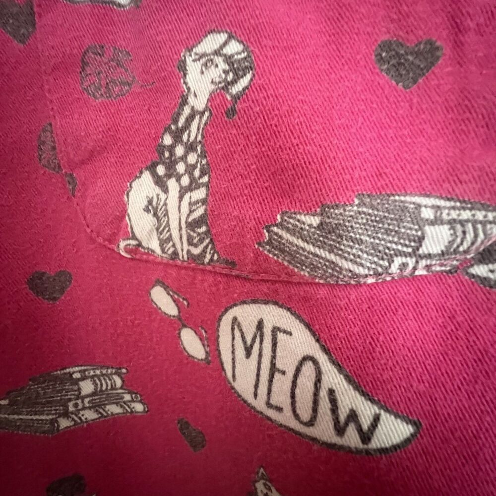 Mahogany Womens S Pajama Set Cats Meow Pink Pockets 100% Cotton - Picture 5 of 10